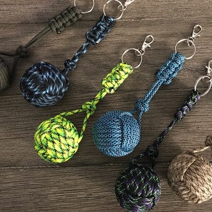 1.5&quot; Steel Ball Monkey Fist Keychain, Monkey Fist, Paracord, Survival, Monkey Fist Key Ring,  8 Ounce Steel Ball, Heavy Monkey Fist