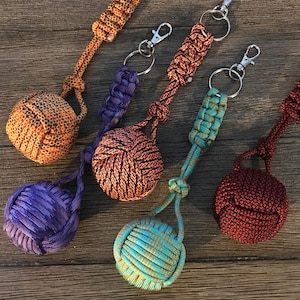 1.5&quot; Steel Ball Monkey Fist Keychain, Monkey Fist, Paracord, Survival, Monkey Fist Key Ring,  8 Ounce Steel Ball, Heavy Monkey Fist