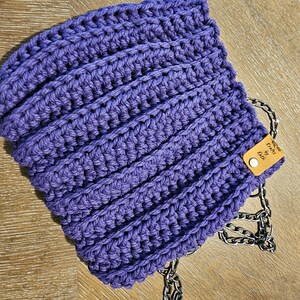 Small Purple Essentials Bag, Crocheted Handbag, Crossbody Bag