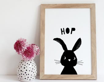 Impression de lapin, Woodland Nursery Decor, Nursery Animal, Baby Shower Gift, Baby Animal Print, Wall Art Printable Download, Rabbit Illustration