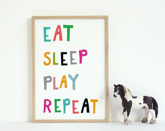 Eat Sleep Play Repeat Print, Nursery Art, Printable Wall Art Nursery printable, kids decor, digital wall decor, Eat, Play, Sleep, Repeat