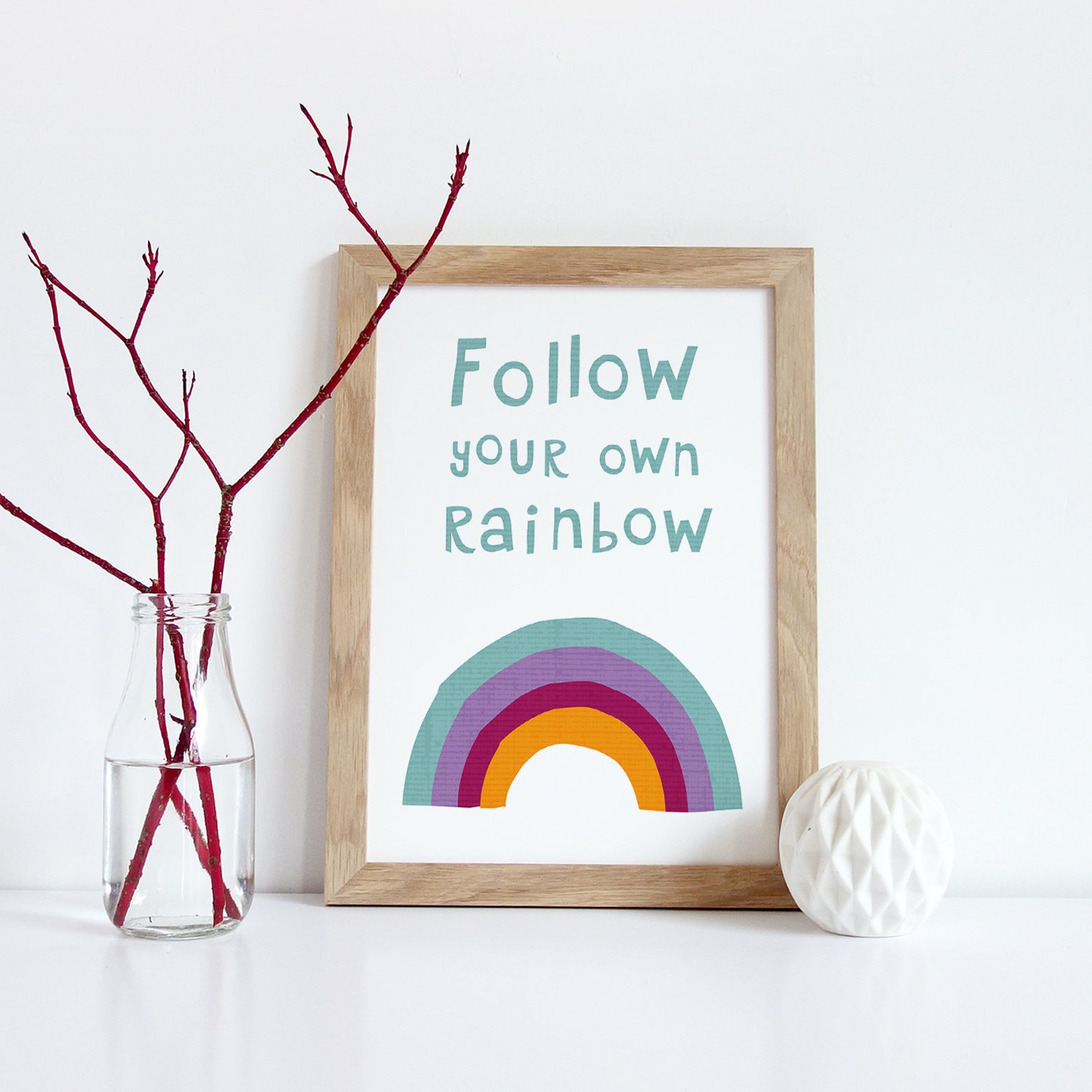 Follow Your Rainbow Print Rainbow Wall Art Printable Art Etsy