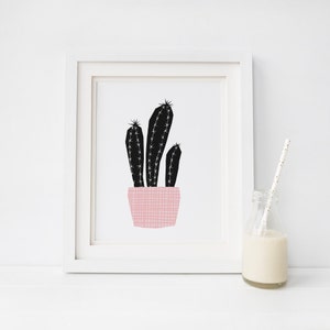 Cactus Print, Black and White Cactus Art, Printable Wall Art, Succulent Print, Instant Download image 4