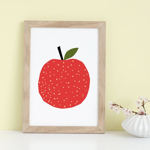 Apple Print Kitchen Decor Printable Fruit Wall Art Fall Etsy