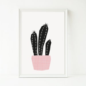 Cactus Print, Black and White Cactus Art, Printable Wall Art, Succulent Print, Instant Download image 3