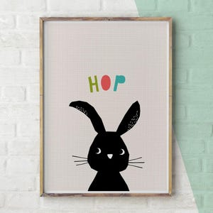Nursery Art, Hop Rabbit Nursery Printable, Girls Nursery Ideas ...