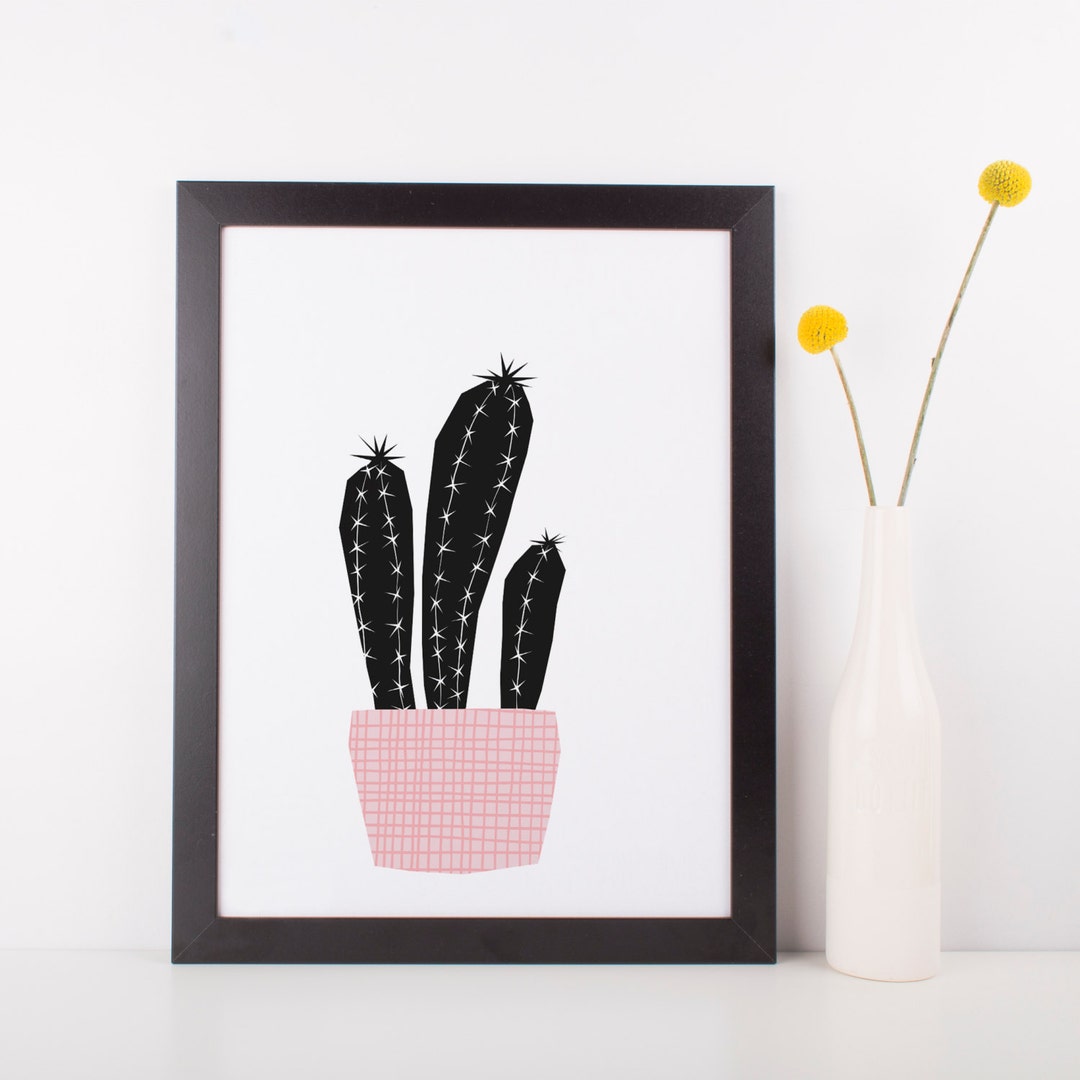 Cactus Art Black Printable