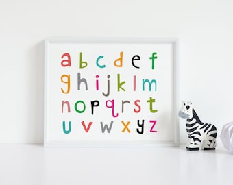 Alphabet Landscape Poster, Kids Playroom Poster, Playroom Wall Art Landscape, Nursery Poster Landscape, Printable Art, Downloadable Wall Art