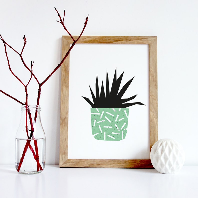 Cactus print, sappige print, sappige kunst, cactussen afdrukbaar, botanische kunst, cactus kunst aan de muur, housewarming cadeau, plant lady, potplant afbeelding 1