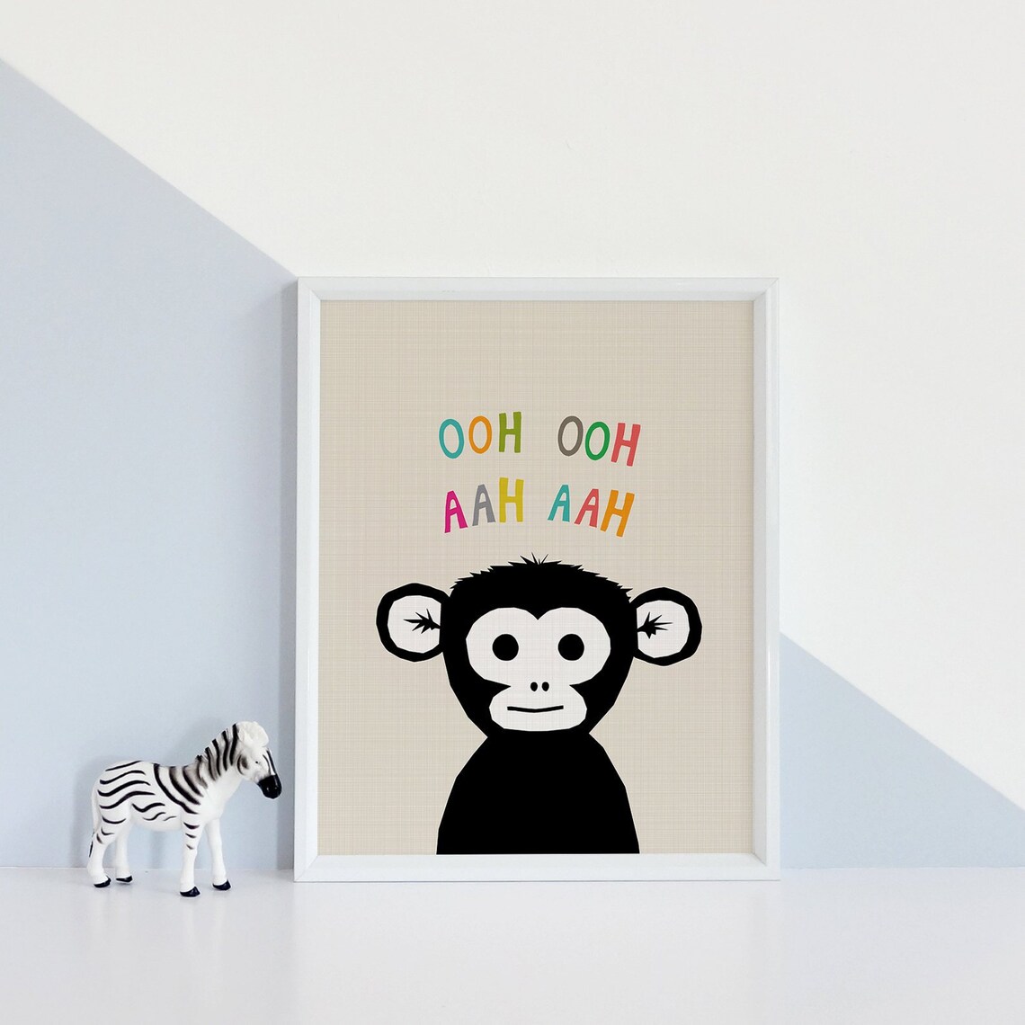Monkey Art Print Kid Room Decor Jungle Wall Art Baby Boy Etsy UK