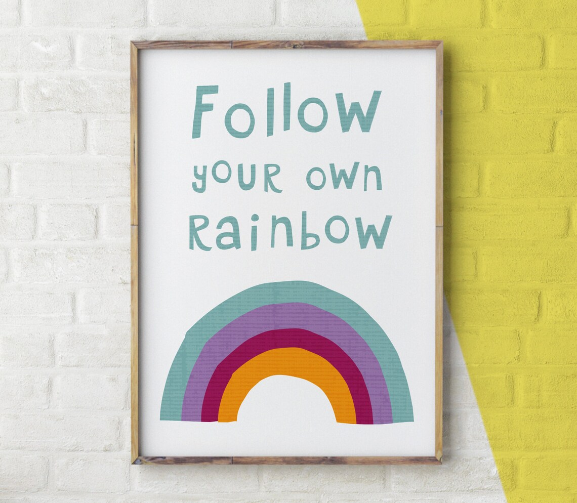 Follow Your Rainbow Print Rainbow Wall Art Printable Art Etsy UK