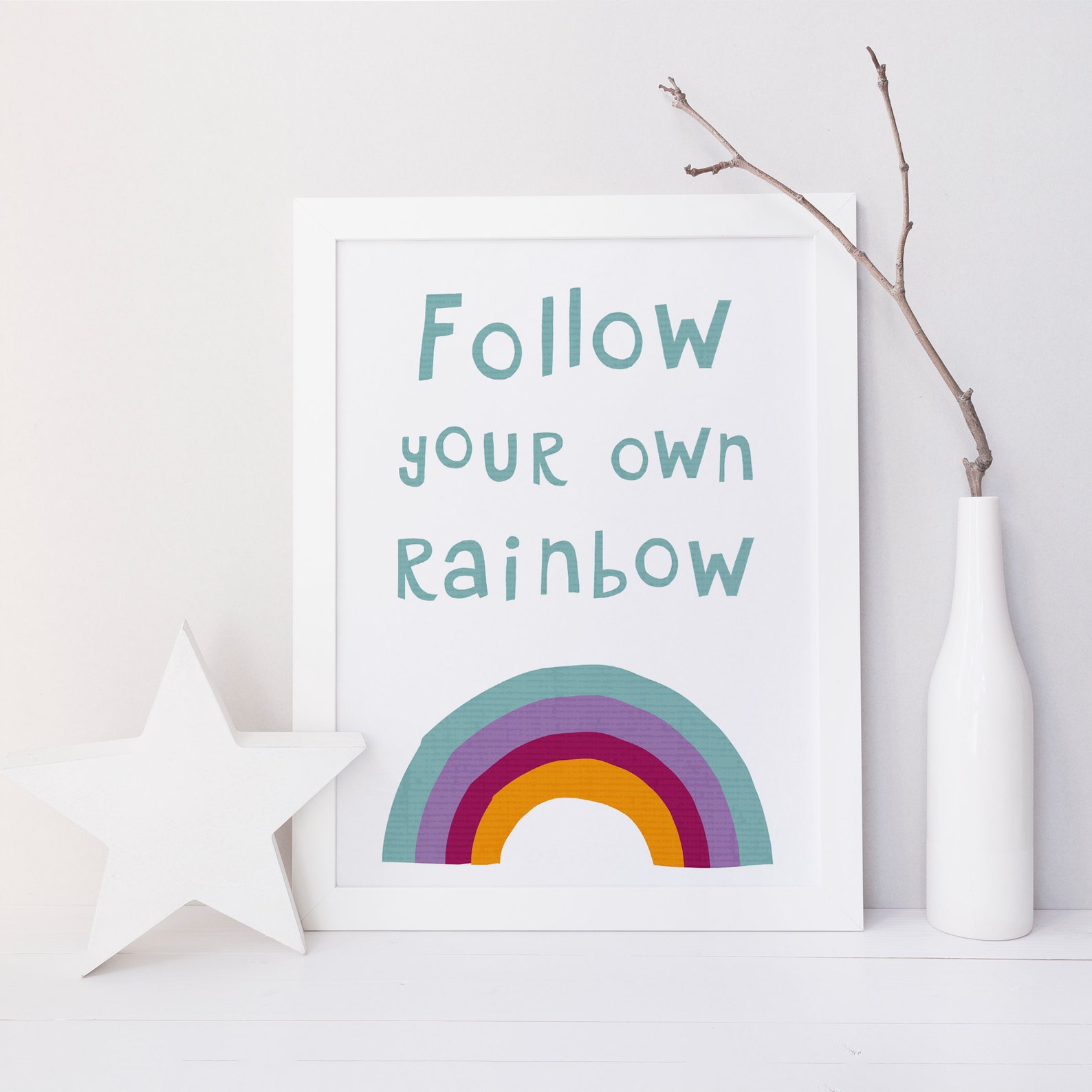 Follow Your Rainbow Print Rainbow Wall Art Printable Art Etsy UK