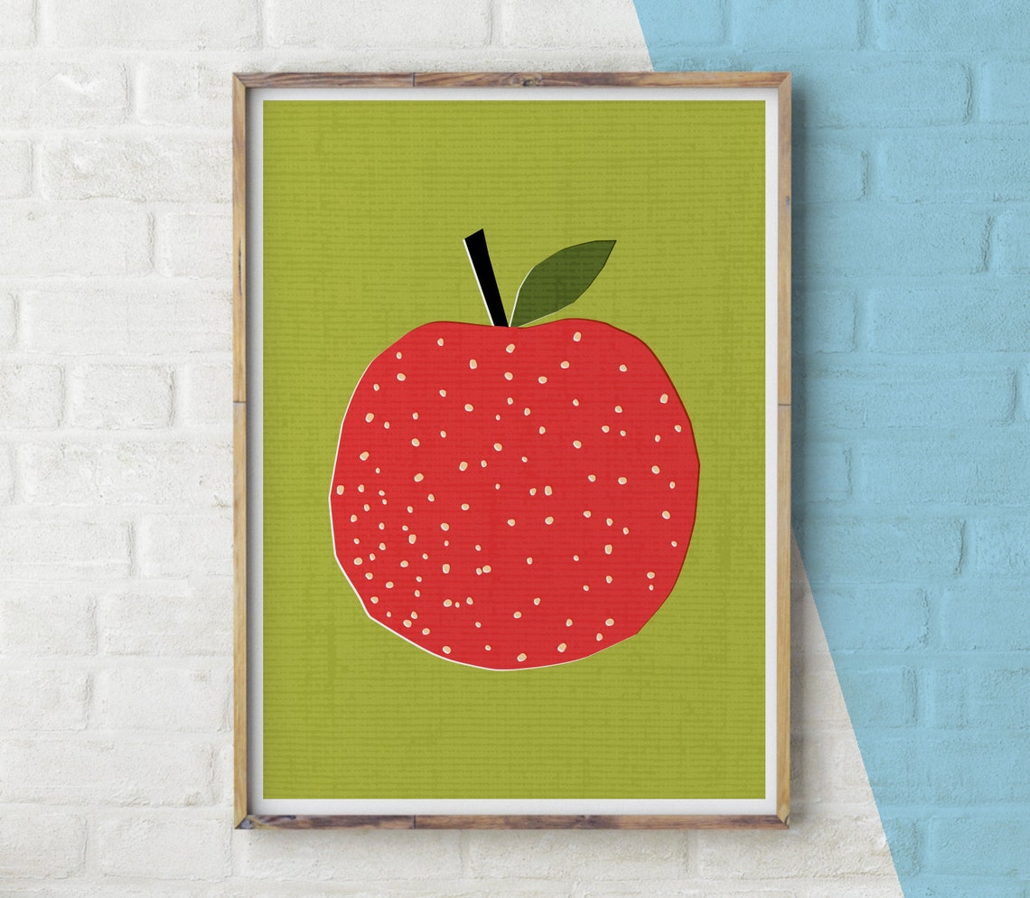 Apple Print Playroom Printable Kitchen Decor Apple Apple Etsy