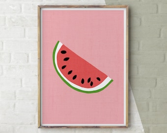Watermelon Print, Summer decor, kitchen wall art, Watermelon Illustration, Summer Print, Digital Wall Art, Wall Print, Printable