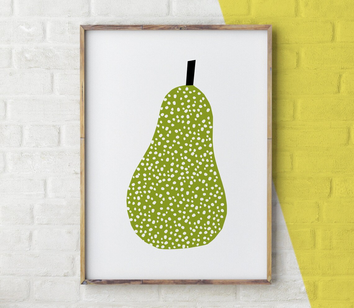 Fruit Print Kitchen Wall Art Food Fruit Printable Pear Etsy
