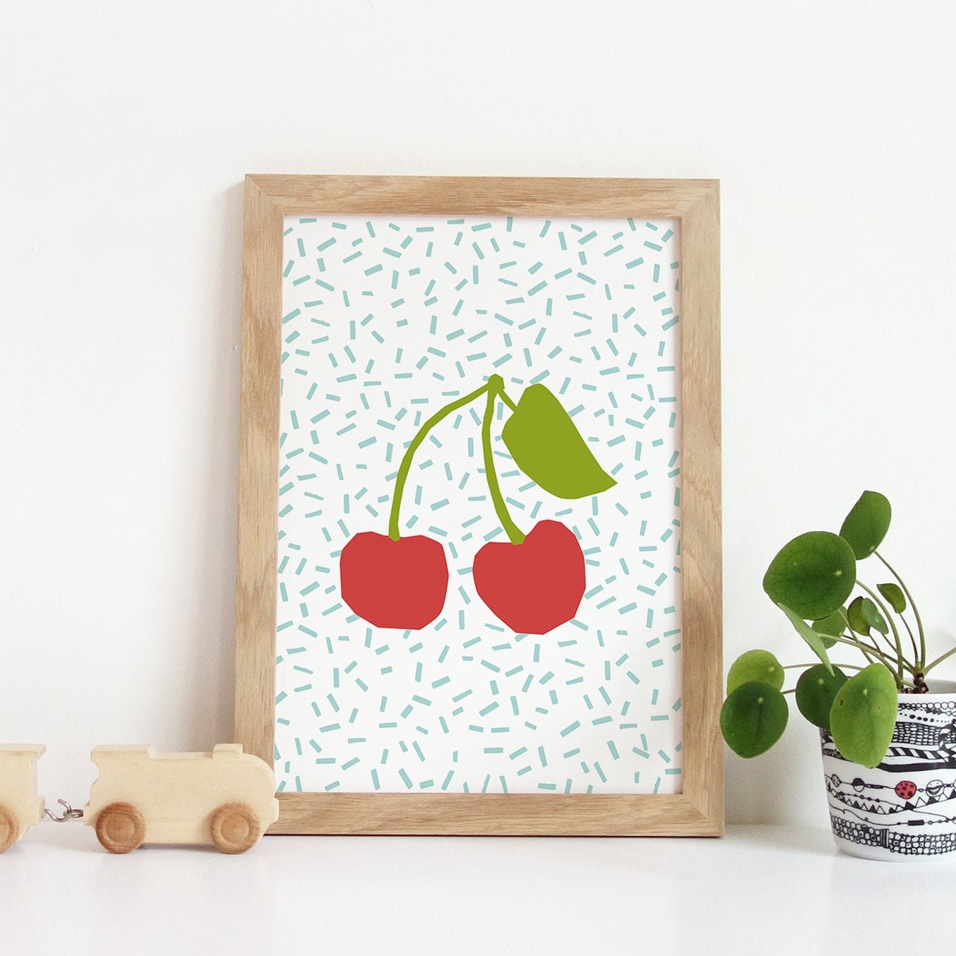 Cherry Print, Printable Kitchen Wall Art, Summer Decor, Food