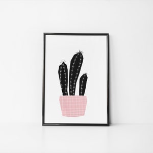 Cactus Print, Black and White Cactus Art, Printable Wall Art, Succulent Print, Instant Download image 5