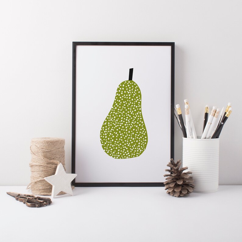 Fruit Print Kitchen Wall Art Food Fruit Printable Pear Etsy