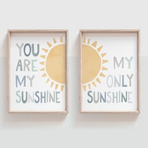 You Are My Sunshine Print, Boys Room Set of 2 Prints, DIGITAL DOWNLOAD