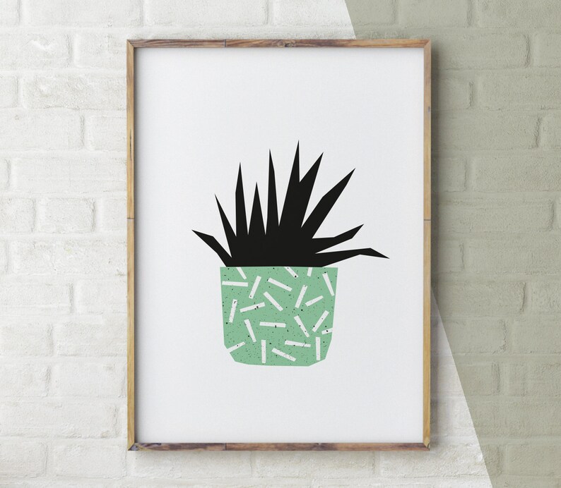 Cactus print, sappige print, sappige kunst, cactussen afdrukbaar, botanische kunst, cactus kunst aan de muur, housewarming cadeau, plant lady, potplant afbeelding 2