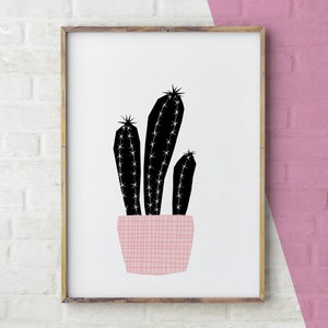 Cactus Print, Black and White Cactus Art, Printable Wall Art, Succulent Print, Instant Download image 2