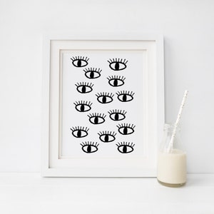 Eye Print, Eyes Printable Art, Eyes Wall Decal, Eyelashes Print, Modern ...
