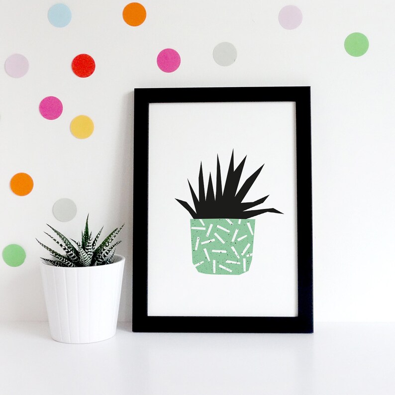 Cactus print, sappige print, sappige kunst, cactussen afdrukbaar, botanische kunst, cactus kunst aan de muur, housewarming cadeau, plant lady, potplant afbeelding 3