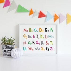 Alphabet Print, Educational Children's Prints, Preschool Printable, Alphabet Upper and Lowercase, Nursery Print, Rainbow Nursery