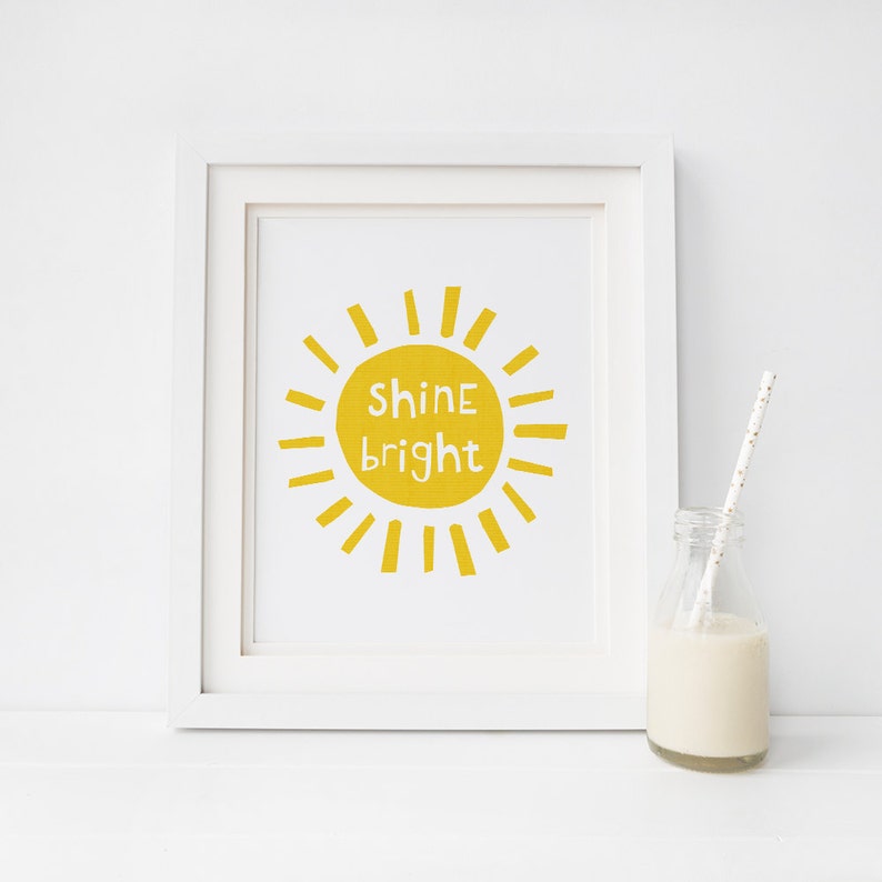 Shine Bright Printable Sunshine Print Sunshine Wall Art Sun Etsy