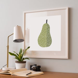 Fruit Print, Kitchen Wall Art Food, Fruit Printable Pear, Kitchen Decor, Mid Century Print Green, Gift for Foodie image 5