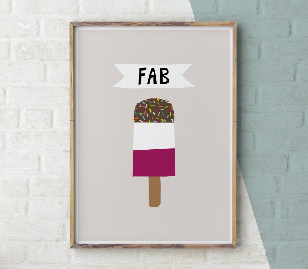 Ice Cream Popsicle Art Print, Kitchen Decor, Popsicle, Ice Cream, Ice