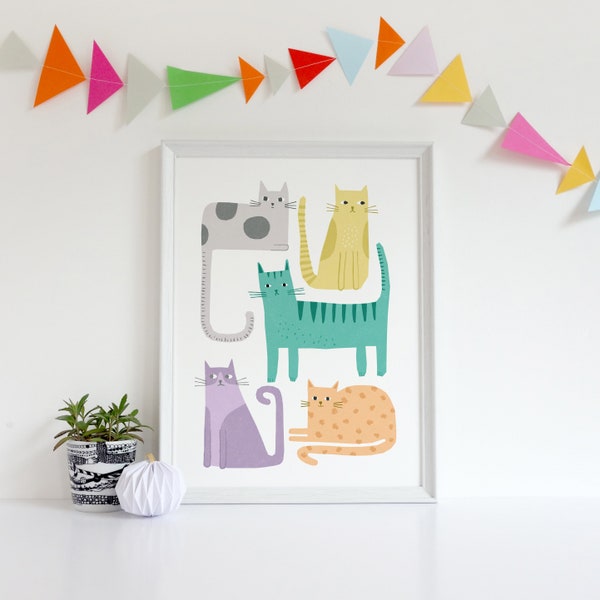Cat Squad, Kids room art, large wall art, Printable Art, Cat Art Print, Kitten Print, Cats, Cat Lover Gift childrens wall art, girls room