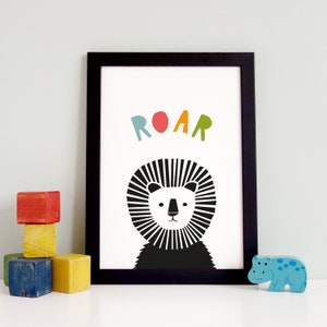 Printable Kids Gift, Lion Art Print, Lion Roar, Graphic Animal Print, Geometric Lion, Printable Art, Digital Print, Kids Lion Print