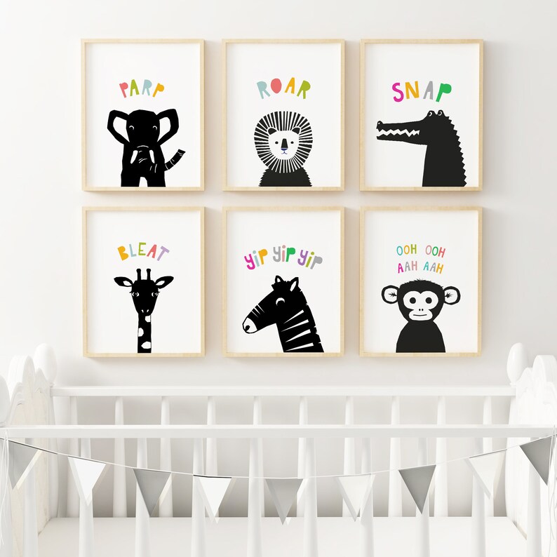 Nursery Print Safari Zoo Animals Nursery Art Elephant Wall Etsy