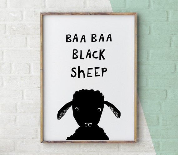 Baa Baa Black Sheep Print Home Wall Art Nursery Poster