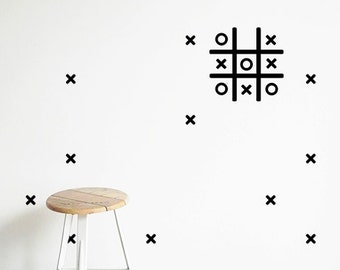 Kids wall decal - Tic Tac Toe Game - Wall Decal - Naughts & crosses