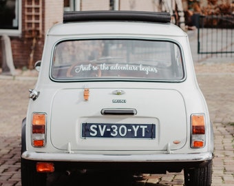 And so the adventure begins - Wedding Quote Car Sticker - Removable car decal