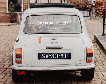 Personalized Wedding Car Sticker • Classic Flourish Vinyl Decal