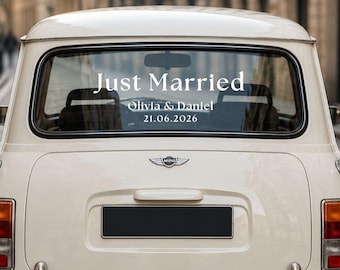 Modern Just Married Sign - Custom Wedding Car Sticker