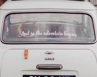 Wedding Car Decal - And so the adventure begins - Removable Sticker