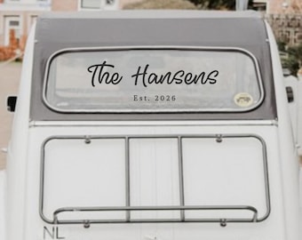 Personalized Wedding Car Decal • Established Family Name Vinyl Sticker
