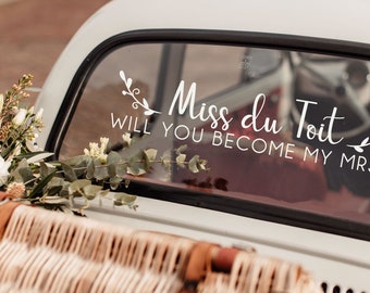 Marriage Proposal Car Decal- Will you become my mrs? Vinyl Decal - Wedding Proposal Prop - Marriage Proposal Idea - Miss to Mrs