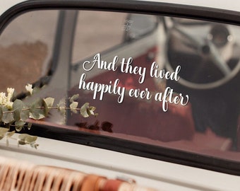 Wedding Car Decal – Happily Ever After Sticker, Removable Vinyl