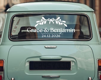 Mistletoe Wedding Car Sticker • Personalized Just Married Decal