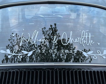 Personalized Wedding Car Decal • Spring Flourish Vinyl Sticker