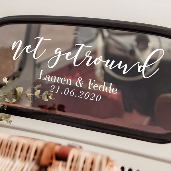 net getrouwd - Dutch Wedding Car Decoration - bruiloft sticker