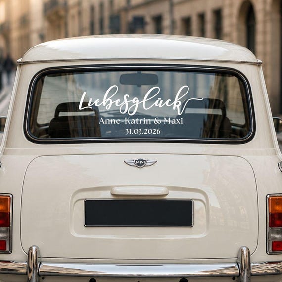 Personalized "Liebesglück" Wedding Car Sticker • German Script Decal
