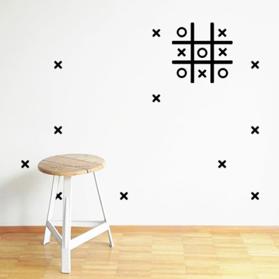 Game Room Decor Tic Tac Toe Game Vinyl Wall Decal Naughts Crosses