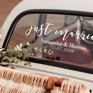 Placa de recém-casados - Adesivo de carro de casamento personalizado