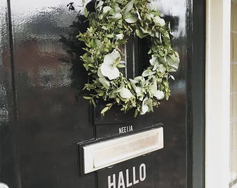 Door Decal - Hallo Vinyl Sticker - Front Door Welcome Sign - Vinyl Door Decals - Front Door Decals